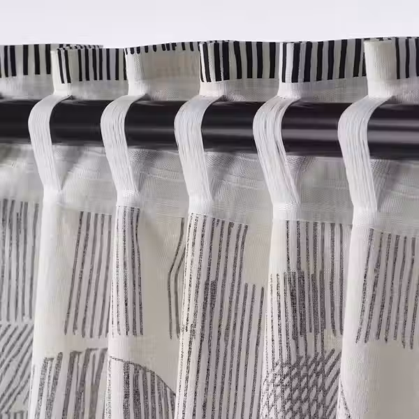 TEMPELFLY ТЕМПЕЛФЛЮ Гардины, 2 шт. - белый/черный/с лентой 145x300 см - фото 4