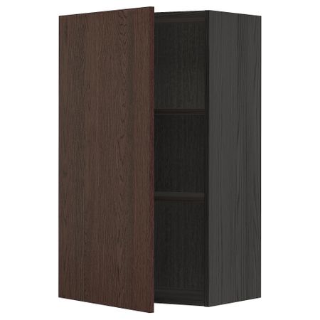 Навесной шкаф с полками, черный, Sinarp коричневый, 60x100 см IKEA METOD МЕТОД 394.577.29