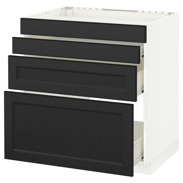 Напольный шкаф для духовки, 4фасада, 3 ящика МЕТОД / ФОРВАРА, белый, Лаксарби черно-коричневый - схема-чертеж с размерами