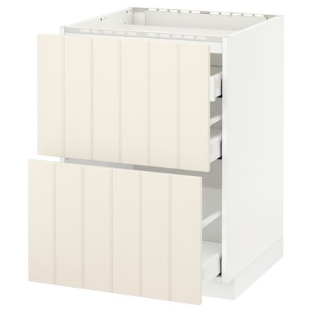 Напольный шкаф, 2 фронтальных панели, 3 ящика МЕТОД / МАКСИМЕРА, белый, Хитарп белый с оттенком