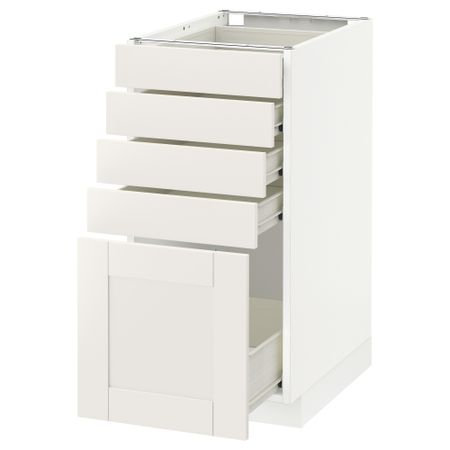 Напольный шкаф с 5 ящиками МЕТОД / ФОРВАРА, белый, Сэведаль белый