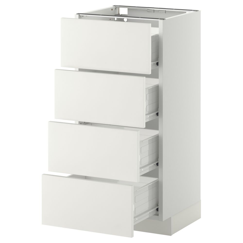 Напольный шкаф 4 фронтальных панели, 4 ящика МЕТОД / ФОРВАРА, белый, Хэггеби белый - схема-чертеж с размерами