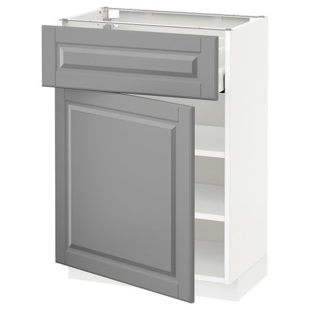 Напольный шкаф с ящиком/дверцей, белый/Будбин серый 60x37 см IKEA METOD МЕТОД / MAXIMERA МАКСИМЕРА 594.464.19