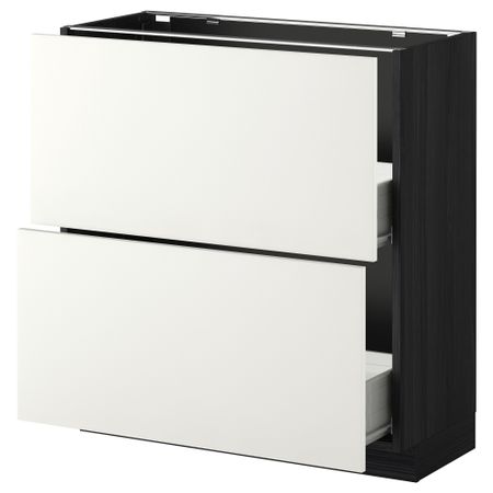 Напольный шкаф с 2 ящиками МЕТОД / ФОРВАРА, черный, Хэггеби белый
