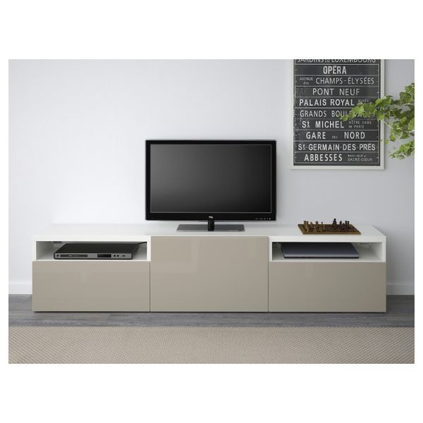 Тумба под ТВ, белый/Сельсвикен глянцевый, бежевый 180x42x39 см IKEA BESTÅ БЕСТО 093.285.88 - фото 3
