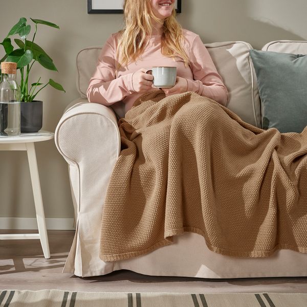 Плед, желто-бежевый, 130x170 см IKEA HUMLEMOTT 205.495.50 - фото 4