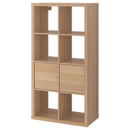Стеллаж с дверцами, под беленый дуб 147x77 см IKEA KALLAX КАЛЛАКС 093.880.25