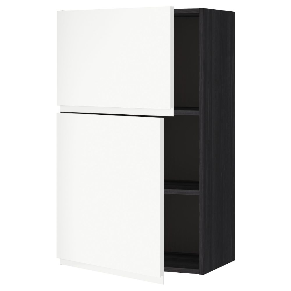 Навесной шкаф с полками, 2 дверцы МЕТОД, черный, Воксторп белый (60x100 см) - схема-чертеж с размерами