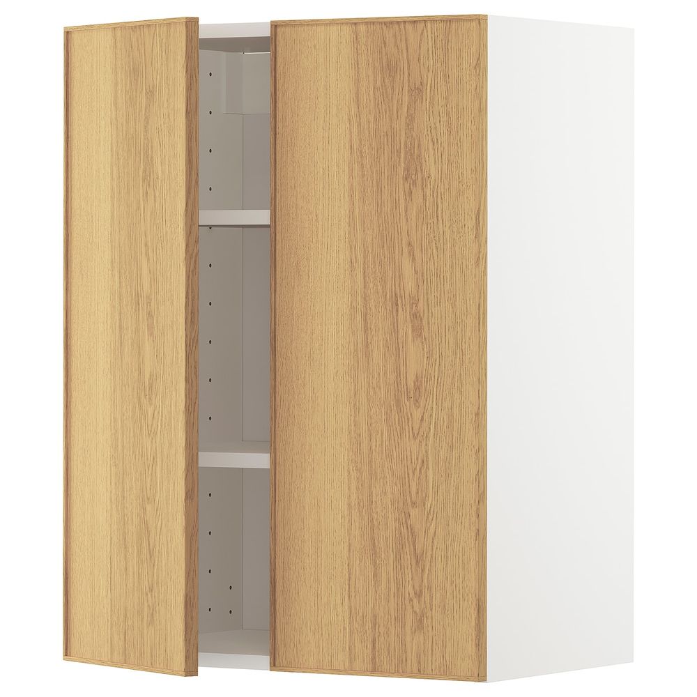 Навесной шкаф с полками/2дверцы, белый/Экестад дуб 60x80 см IKEA METOD МЕТОД 693.009.30 - схема-чертеж с размерами