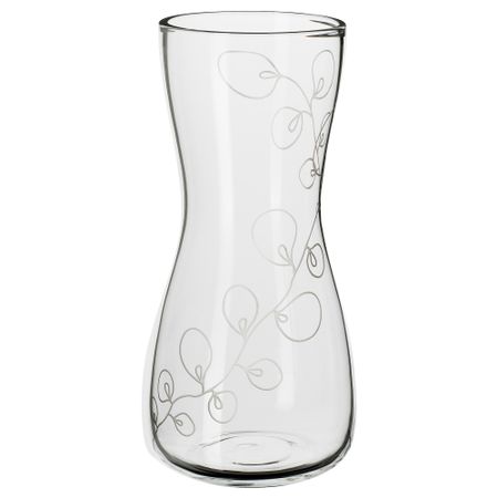 Ваза БЛОМСТЭР, прозрачное стекло, с рисунком (24 см)