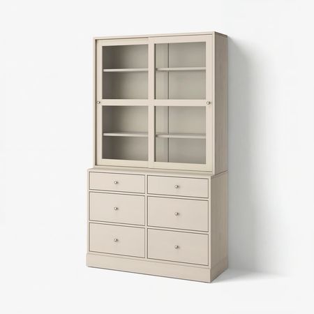 HAVSTA Комбинация для хранения с сткл двр - серо-бежевый 121x47x212 см