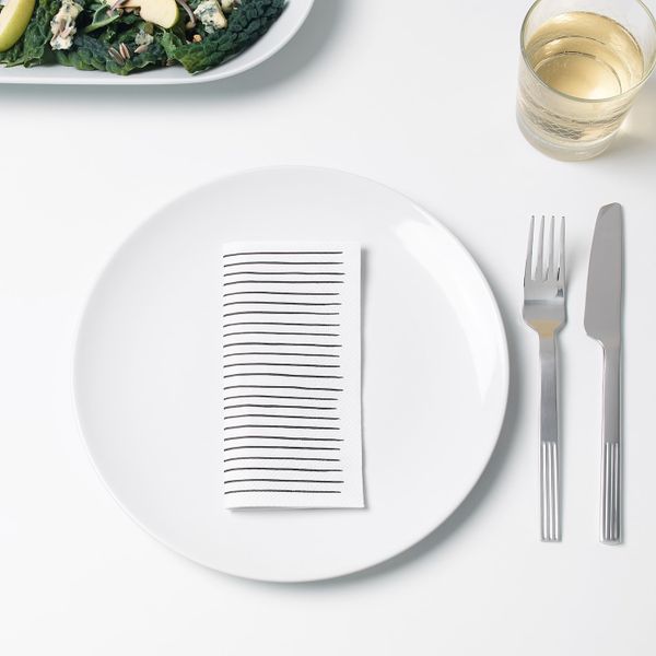 Салфетка бумажная, белый, в полоску, 33x33 см IKEA ИНБИТЕН 303.645.84 - схема-чертеж с размерами