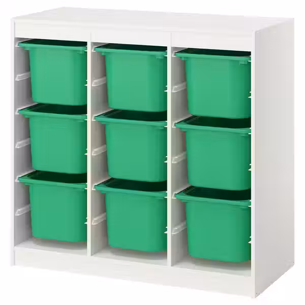 TROFAST Комбинация д/хранения+контейнеры - ширма/белый ярко-зеленый 99x44x94 см - фото 1