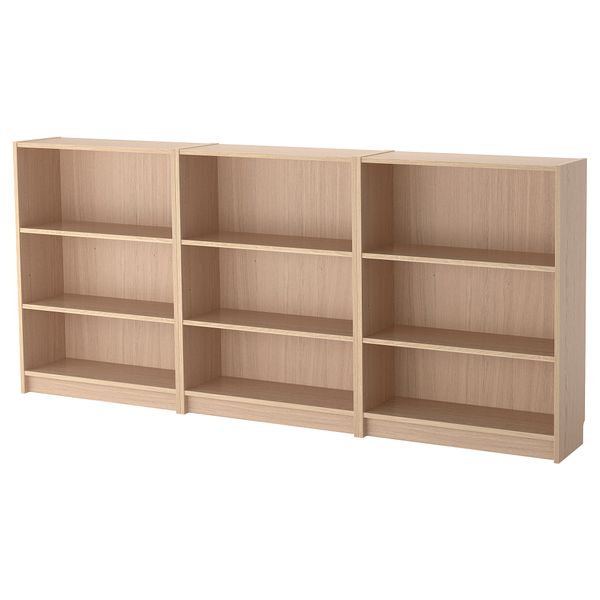 Стеллаж, 240x28x106 см, дубовый шпон, беленый IKEA BILLY БИЛЛИ 092.499.49 - фото 1