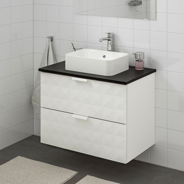 Шкаф со столешницей 45x32 раковина, Решён белый, антрацит БРОГРУНД смеситель 82x49x72 см IKEA ГОДМОРГОН/ТОЛКЕН / ХОРВИК - фото 2