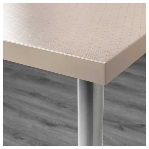 Стол ЛИННМОН / АДИЛЬС, геометрический бежевый, серебристый (120x60 см) - схема-чертеж с размерами