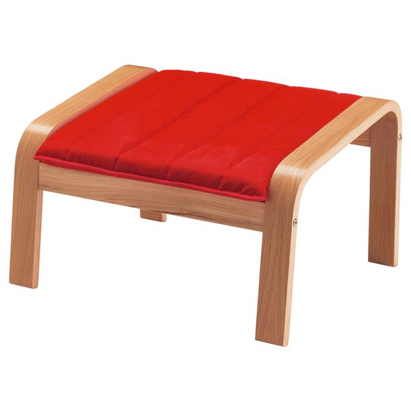Табурет для ног ПОЭНГ, дубовый шпон, Ранста красный - фото 1