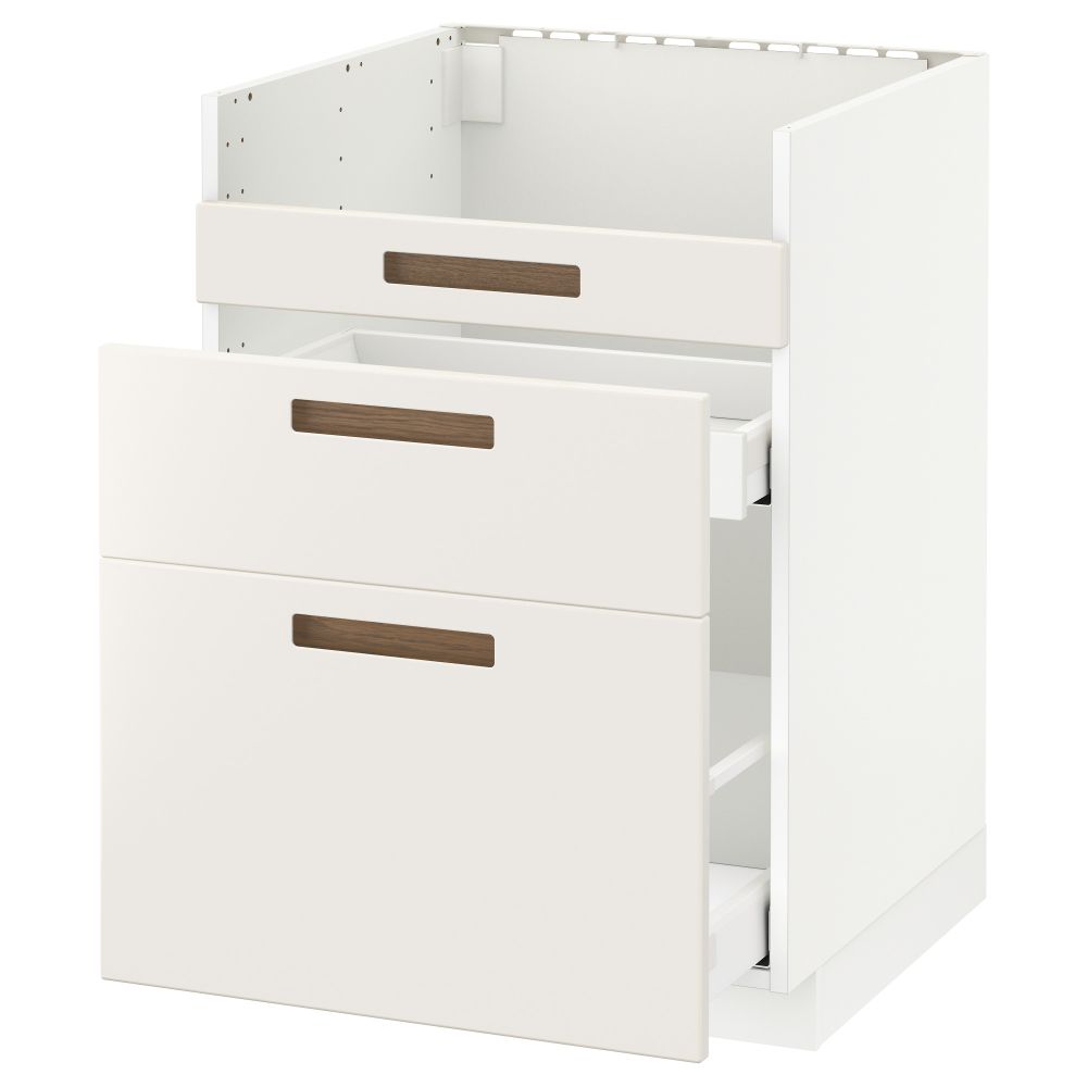 Напольный шкаф под мойку ДУМШЁ, 3 фасада, 2 ящика МЕТОД / МАКСИМЕРА, белый, Мэрста белый - схема-чертеж с размерами