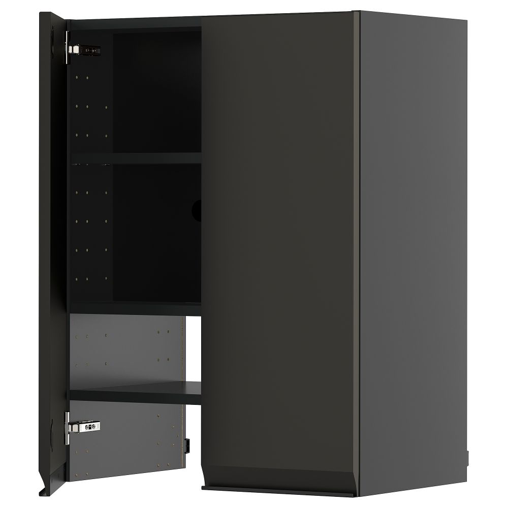 Навесной шкаф для вытяжки, полка, дверь, черно-серый, Upplöv матовый антрацит, 60x80 см IKEA METOD МЕТОД 195.886.32 - фото 1