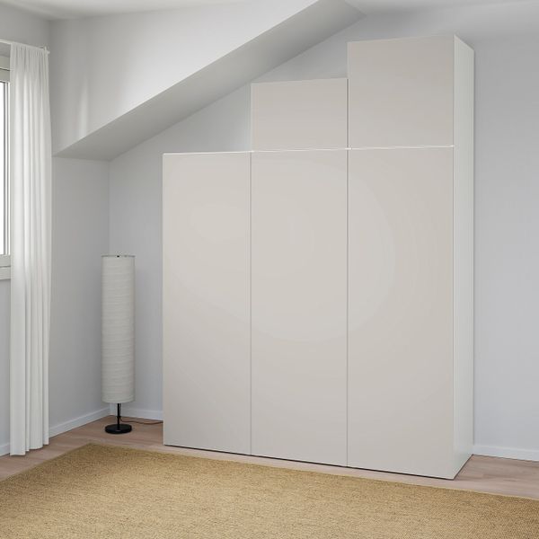 Гардероб, белый, Скатваль светло-серый 180x57x241 см IKEA ОПХУС 592.520.86 - схема-чертеж с размерами