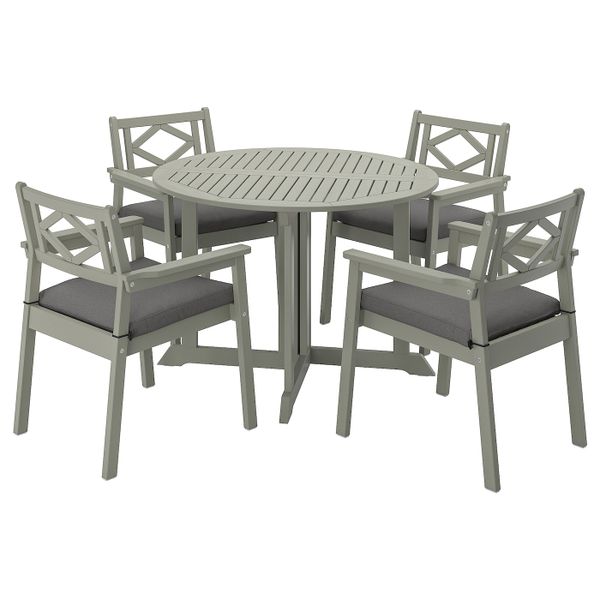 Стол + 4 кресла, для/сада, серый морилка/ФРЁСЁН/ДУВХОЛЬМЕН темно-серый IKEA БОНДХОЛЬМЕН 593.305.22 - фото 1