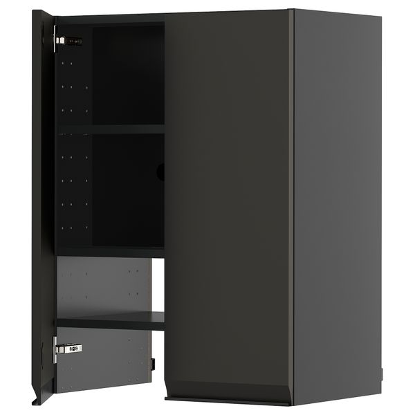 Навесной шкаф для вытяжки, полка, дверь, черно-серый, Upplöv матовый антрацит, 60x80 см IKEA METOD МЕТОД 195.886.32 - фото 1