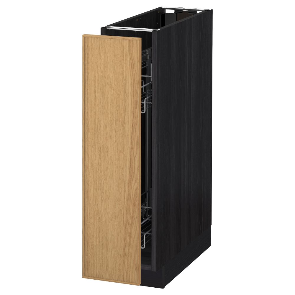 Напольный шкаф, выдвижной внутрений элемент МЕТОД, черный, Экестад дуб (20x60 см) - схема-чертеж с размерами