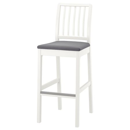 Стул барный, белый/Хакебу темно-серый 75 см IKEA EKEDALEN ЭКЕДАЛЕН 094.294.41
