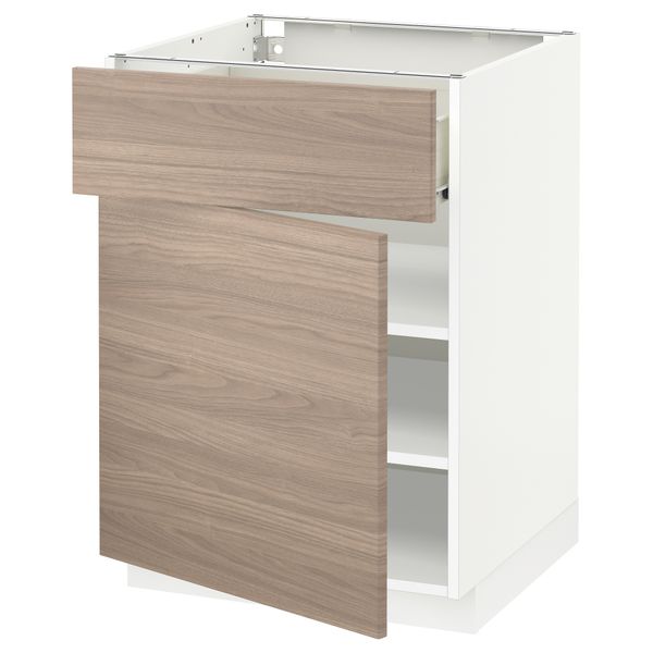 Напольный шкаф с ящиком, дверью МЕТОД / ФОРВАРА, белый, Брокхульт светло-серый - схема-чертеж с размерами