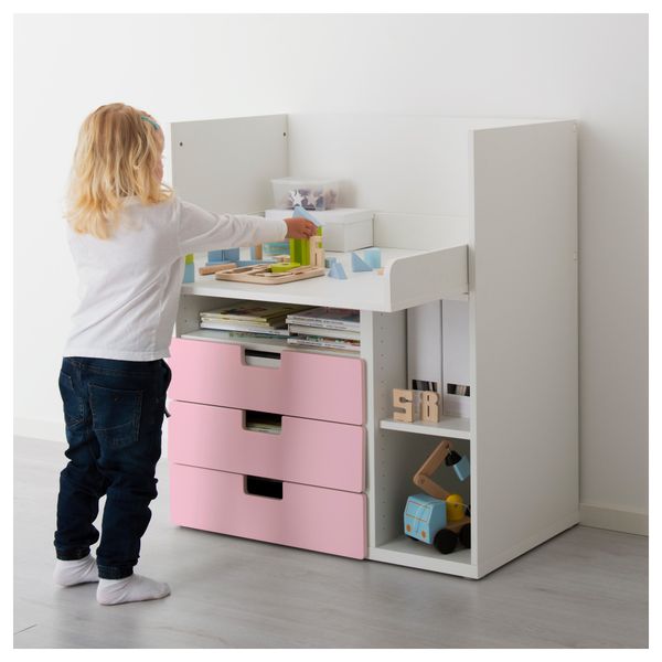 Стол с 3 ящиками СТУВА, белый, розовый (90x79x102 см) - фото 2