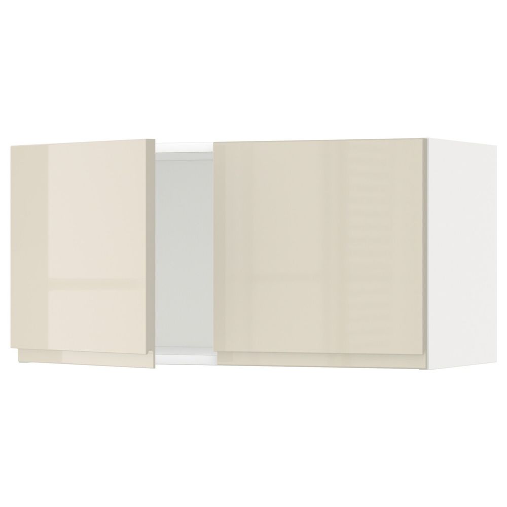 Навесной шкаф с 2 дверцами, белый/Воксторп глянцевый светло-бежевый 80x40 см IKEA METOD МЕТОД 294.450.39 - фото 1