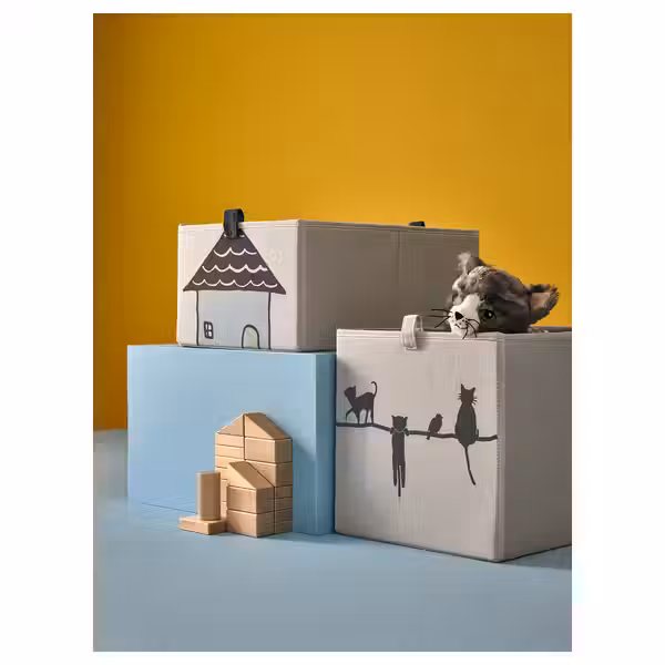 BARNDRÖM Коробка - бежевый 26x37x17 см - схема-чертеж с размерами