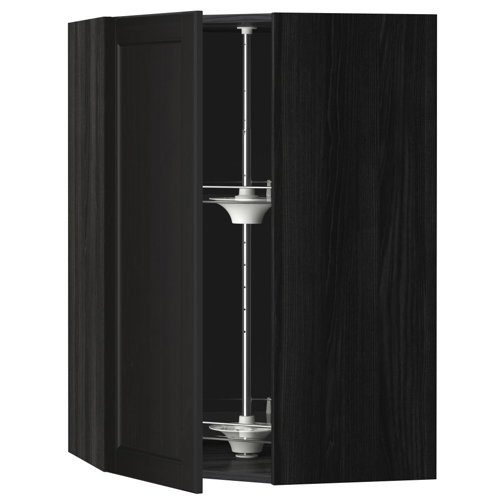 Угловой навесной шкаф с вращающейся секцией МЕТОД, черный, Лаксарби черно-коричневый - схема-чертеж с размерами