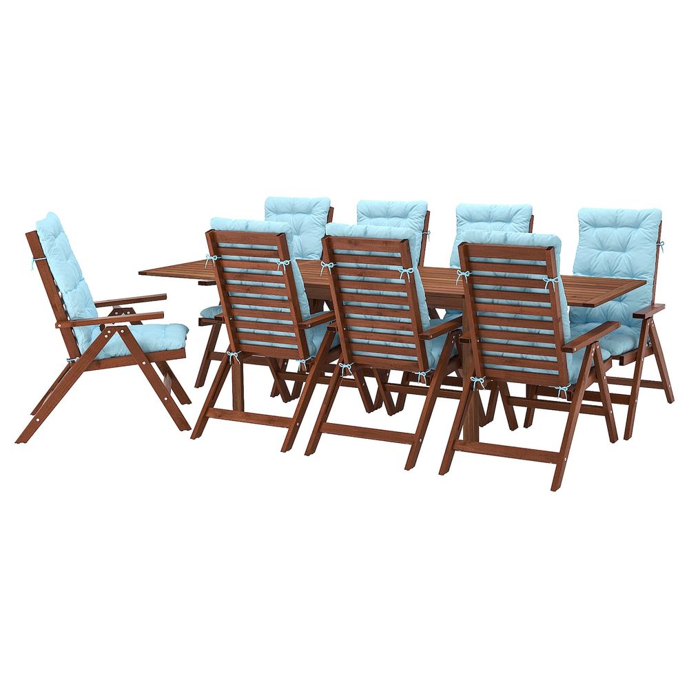 Стол+8кресел,д/сада, коричневая морилка/Куддарна голубой IKEA ÄPPLARÖ ЭПЛАРО 792.897.53 - фото 1