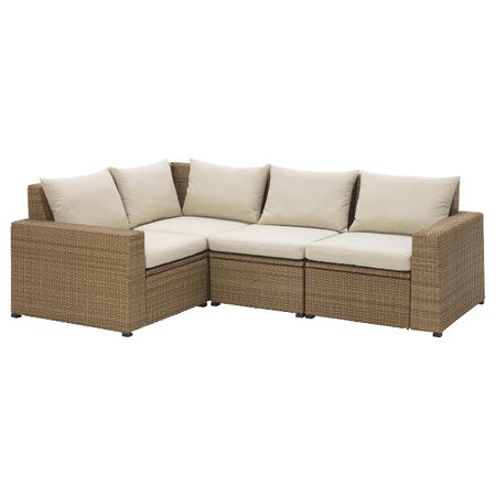 Модульный угловой 3-местный диван, садовый, коричневый/Холло бежевый IKEA СОЛЛЕРОН 992.417.03