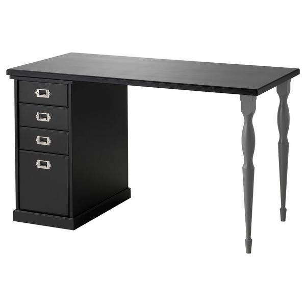 Стол с ящиками КЛИМПЕН / НИПЕН, черный, серый (120x60 см) - фото 1