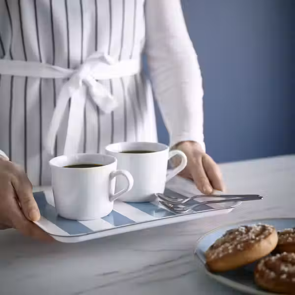 SOLDATFISK СОЛДАТФИСК Поднос - в полоску белый/серо-синий 20x28 см - схема-чертеж с размерами