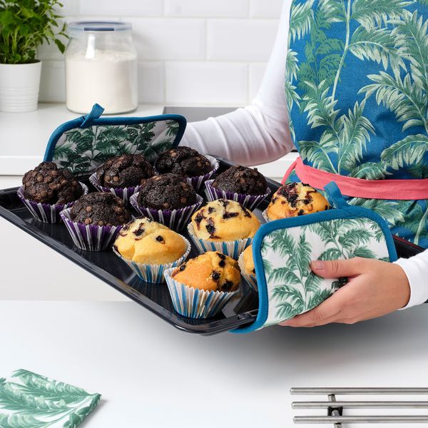 Прихватка, с рисунком, зеленый синий 23x23 см IKEA СИЛВЕРПОППЕЛ 204.541.27 - фото 3