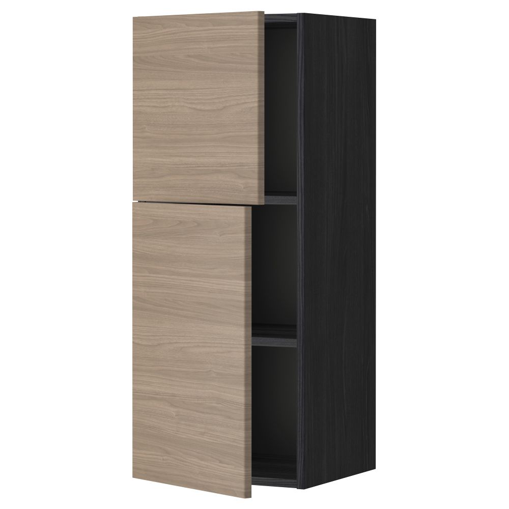 Навесной шкаф с полками, 2 дверцы МЕТОД, черный, Брокхульт светло-серый - схема-чертеж с размерами