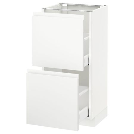 Напольный шкаф с 2 ящиками, белый/Воксторп матовый белый 40x37 см IKEA METOD МЕТОД / MAXIMERA МАКСИМЕРА 192.387.14