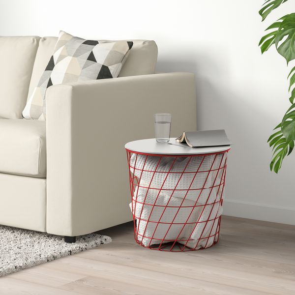 Столик с отделениями для хранения, 44 см, красный, светло-серый IKEA KVISTBRO КВИСТБРУ 905.253.86 - фото 5