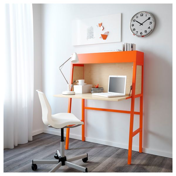 Бюро ИКЕА ПС 2014, оранжевый, березовый шпон (90x127 см) - фото 2