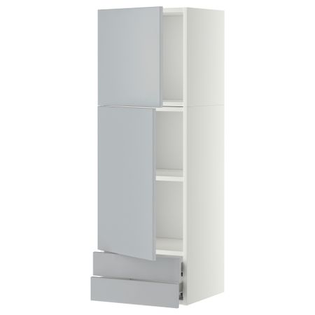 Навесной шкаф, 2 дверцы, 2 ящика МЕТОД / ФОРВАРА, белый, Веддинге серый