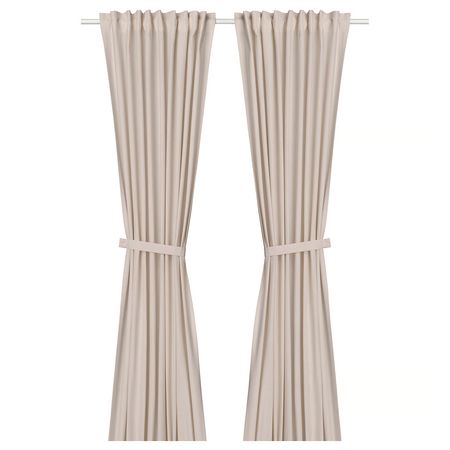 LENDA Гардины с прихватом, 2 шт. - светло-розовый/с лентой 140x300 см