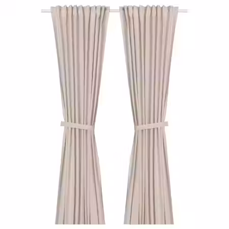 LENDA Гардины с прихватом, 2 шт. - светло-розовый/с лентой 140x300 см