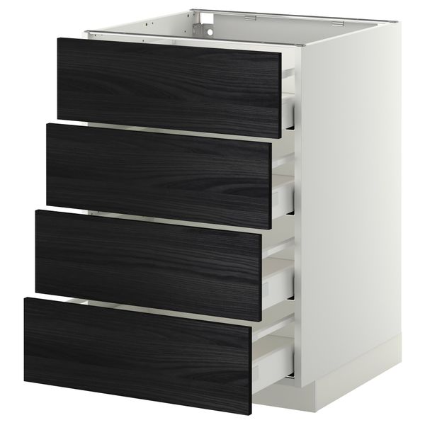 Напольный шкаф 4 фронтальных панели, 4 ящика МЕТОД / МАКСИМЕРА, белый, Тингсрид черный - схема-чертеж с размерами