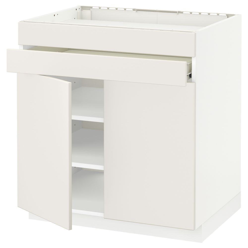 Напольный шкаф для варочной панели, 2 ящика, 2 фасада, 1 ящик МЕТОД / ФОРВАРА, белый, Веддинге белый (80x60 см) - схема-чертеж с размерами