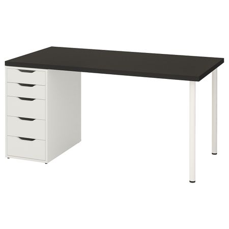 Стол, черно-коричневый/белый 150x75 см IKEA LINNMON ЛИННМОН / ALEX АЛЕКС 892.791.69