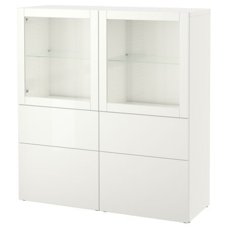 Комбинация для хранения + стеклянная дверцами, 120x40x128 см, Lappviken, Sindvik белый прозрачное стекло IKEA BESTÅ БЕСТО