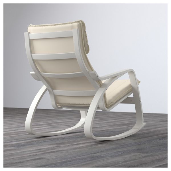 Кресло-качалка ПОЭНГ, белый, Ранста естественный - фото 3